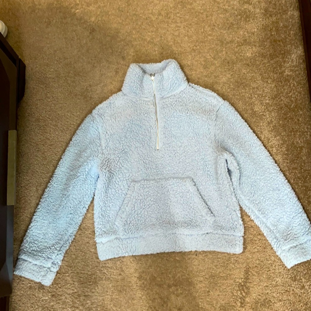 Half Zip Crop Sherpa Jacket